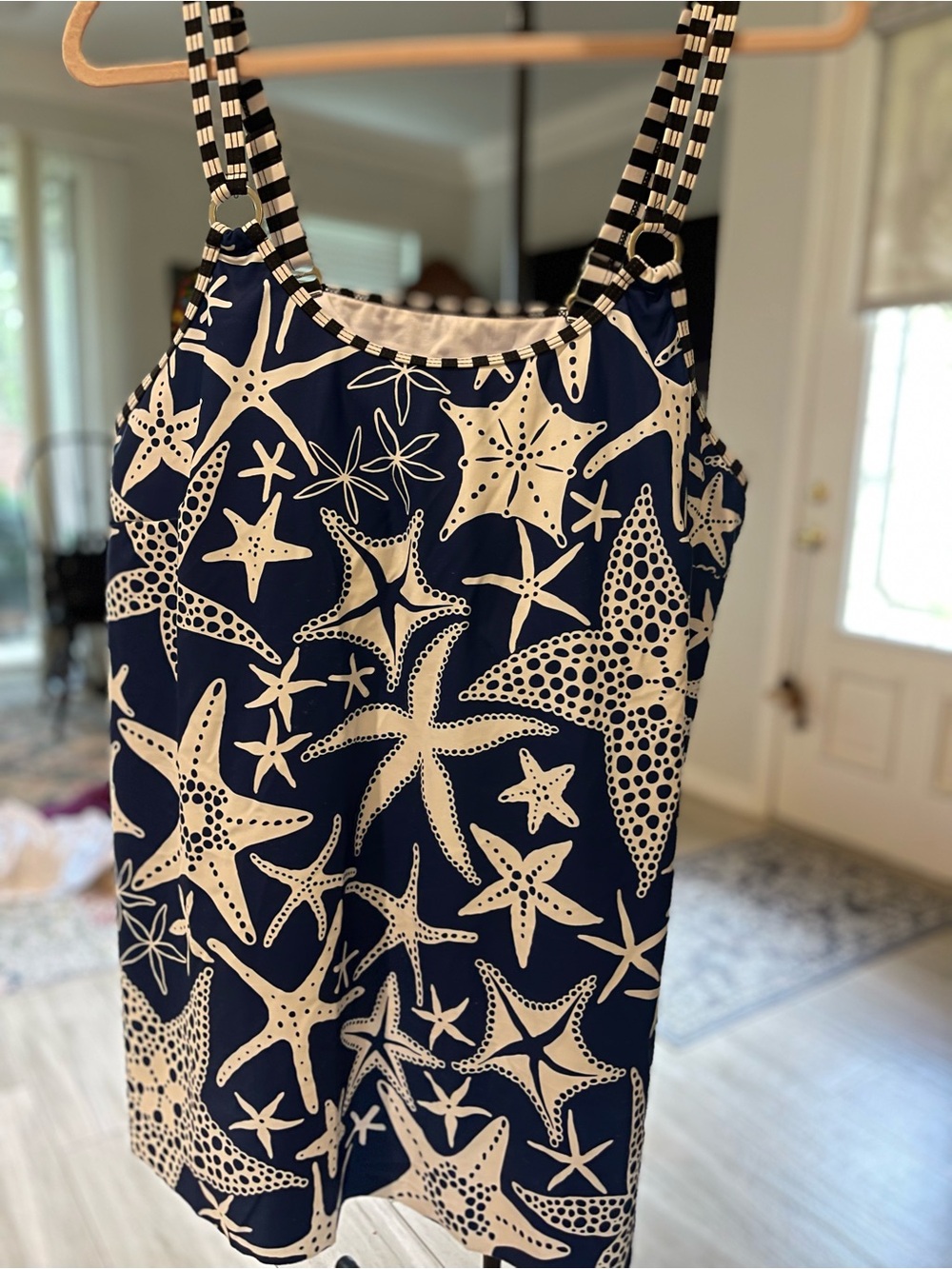 Navy Starfish Two-piece Swimsuit with Striped Straps